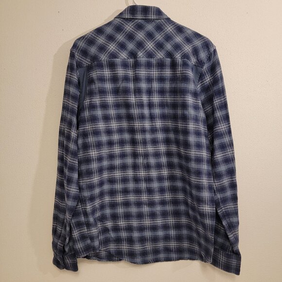 Under Armour Flannel Shirt Mens Medium Blue Plaid Tradesman Flex Snap Button Up - Picture 2 of 12